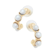 Canvas Presley Pearl Half Hoop Earrings in Ivory