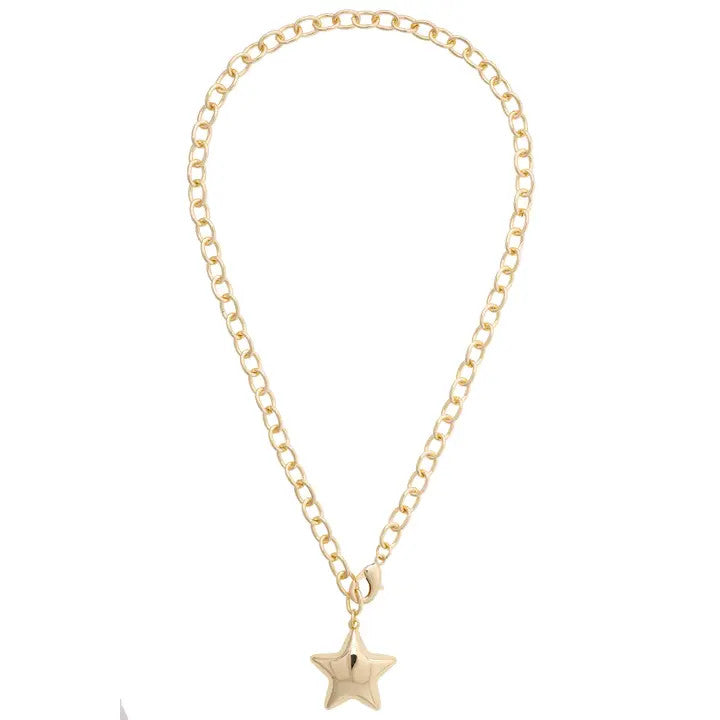 Canvas Bessie Puffy Star Convertible Necklace - Shiny Gold