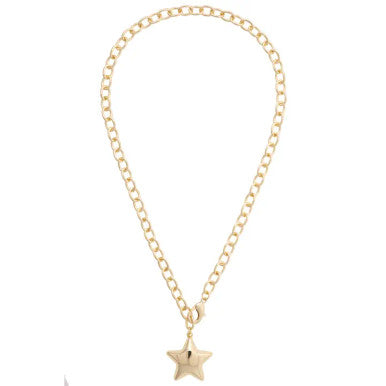 Canvas Bessie Puffy Star Convertible Necklace - Shiny Gold