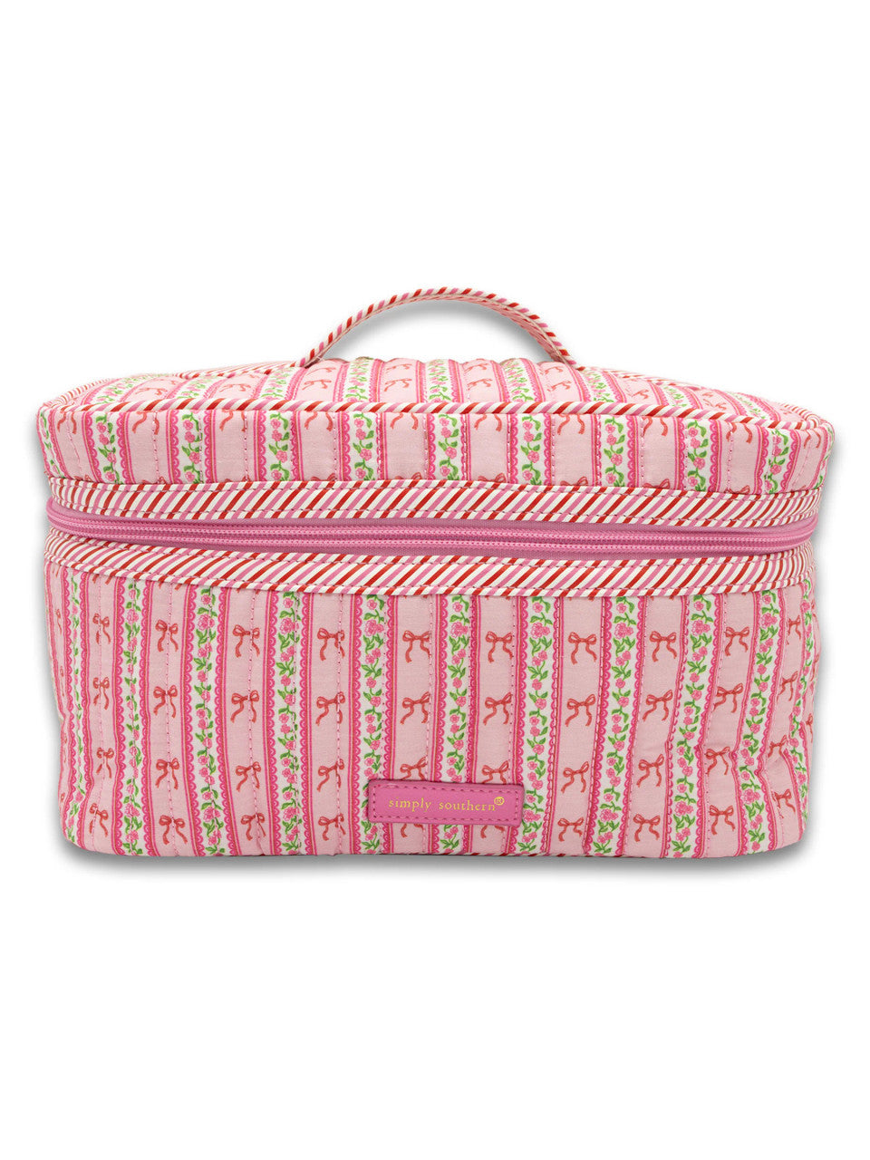 Simply Southern Quilted Makeup Case - Blush Stripes