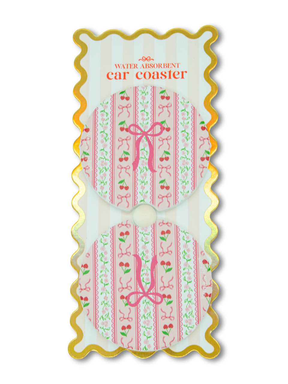 Simply Southern Car Coaster Set - Striped Cherry