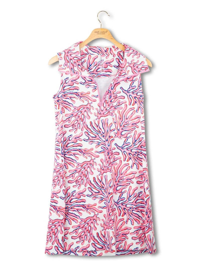 Simply Southern Women's UPF Zip Dress - Coral