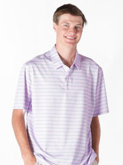 Simply Southern Men's Striped UPF Polo - Purple Stripe