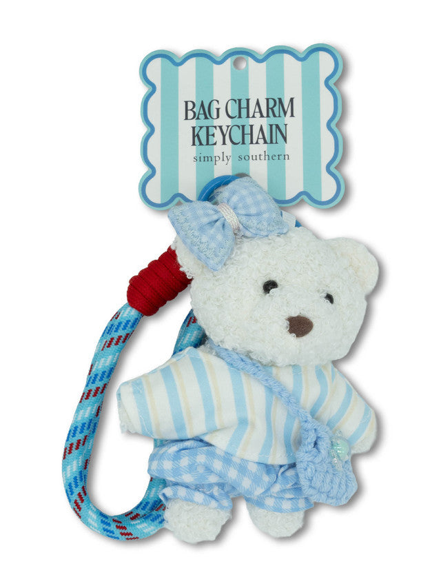 Simply Southern Plush Blue Stripe Bag Charm