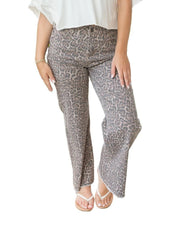 Simply Southern Women's Denim Leopard Print Pants