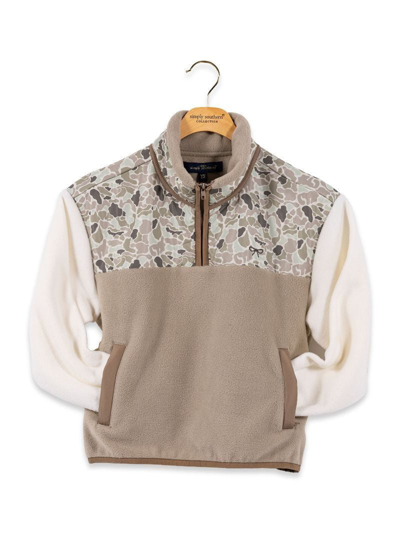 Simply Southern Youth Aleyna Fleece Pullover - Light Camo