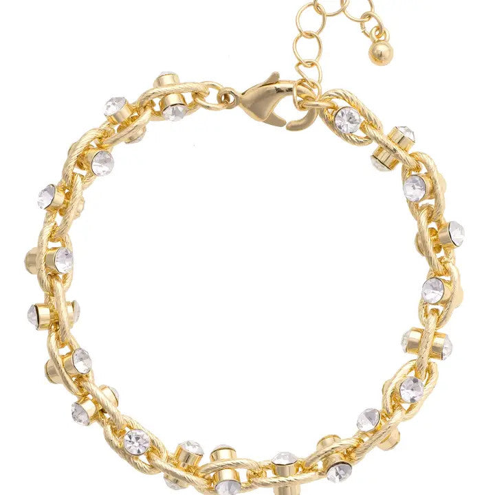 Canvas Krystal Twisted Rhinestone Bracelet - Shiny Gold