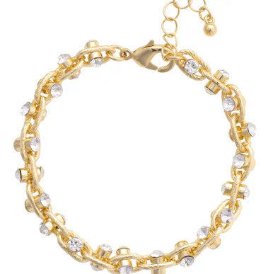 Canvas Krystal Twisted Rhinestone Bracelet - Shiny Gold