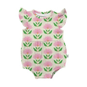 Goosies Infant Girl Pink Block Print Flowers Flutter Bubble