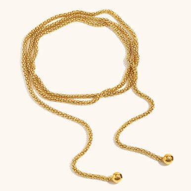 Deep South Originals Golden Lariat Wrap Necklace - Stainless Steel