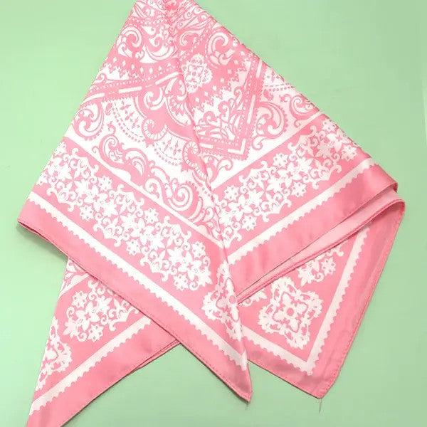 Josslyn Paisley Pink Silky Feel Bandana Scarf