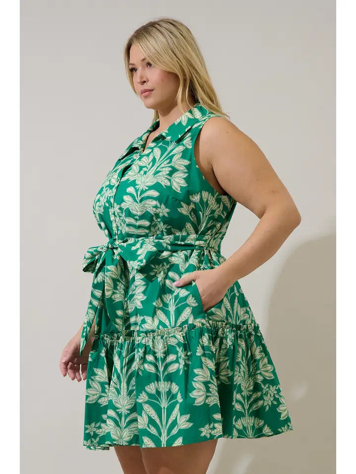 Sugar Lips Plus Size Women's Zady Sleeveless Mini Dress - Kelly Cream