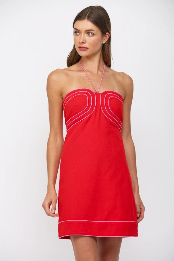 Fate Women's Red Halter Neck Mini Dress