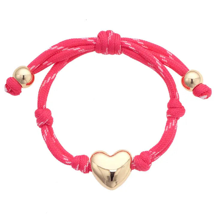 Canvas Blaine Puffy Heart Paracord Bracelet - Fuchsia
