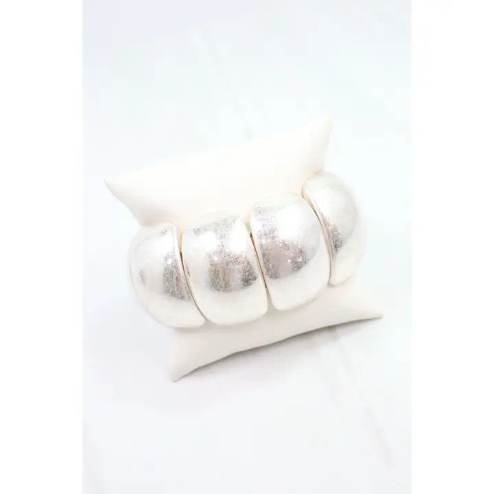 Caroline Hill Davidson Dome Stretch Bracelet Worn Silver