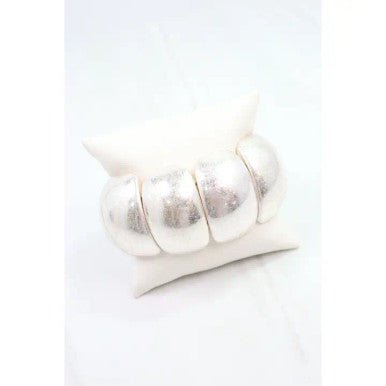 Caroline Hill Davidson Dome Stretch Bracelet Worn Silver