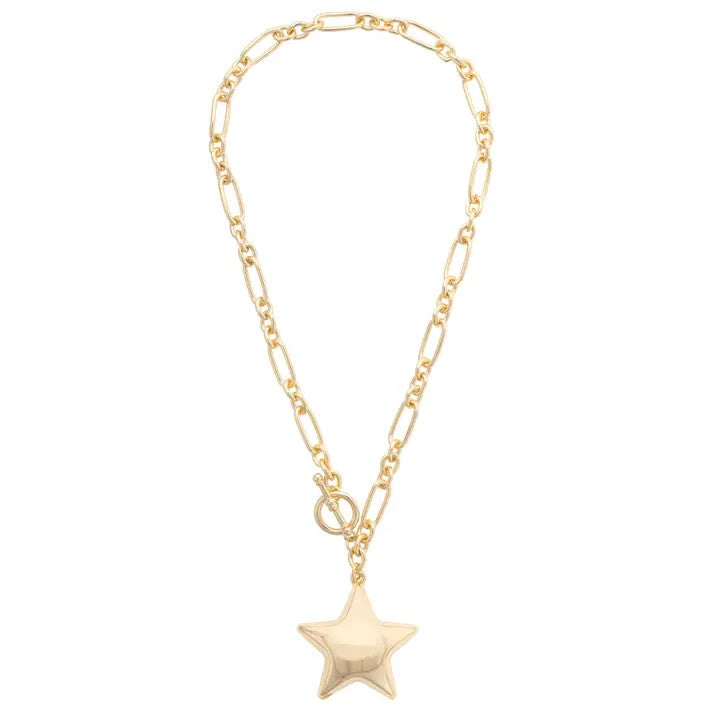 Canvas Bessie Puffy Star Toggle Necklace - Shiny Gold