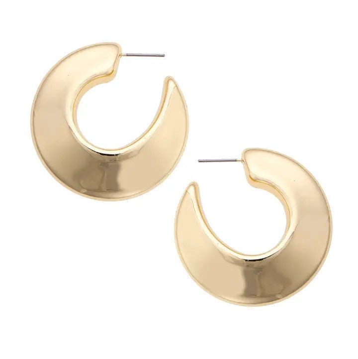 Canvas Francesca Crescent Hoop Earrings - Shiny Gold