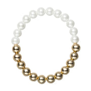 Jane Marie Gold Pearl Half and Half Beaded Stretch Bracelet