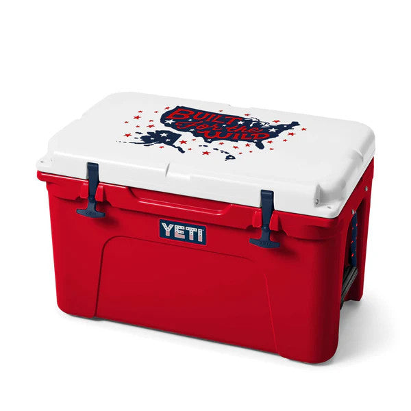 YETI Red, White, and Navy Tundra 45 Cooler