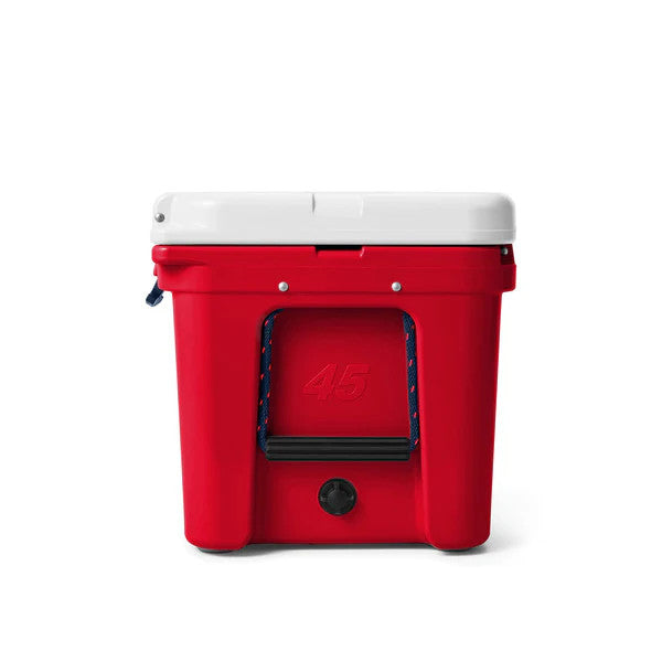 YETI Red, White, and Navy Tundra 45 Cooler