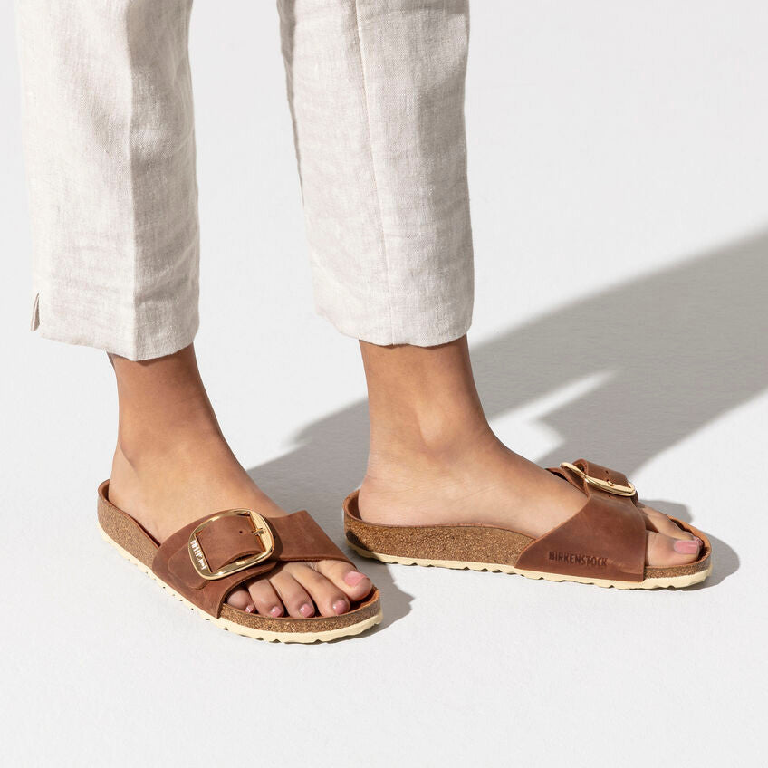Birkenstock Women's Madrid Big Buckle Oiled Leather - Cognac