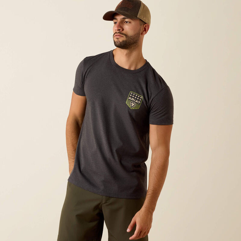 Ariat Men's Stripe Patriotic Badge T-Shirt - Charcoal Heather