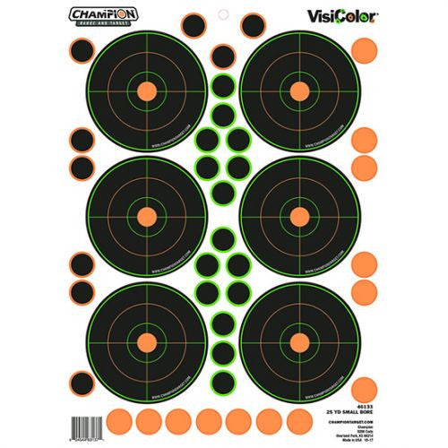 Champion Targets VisiColor Adhesive Targets 25-Yard Small Bore Circle 5PK