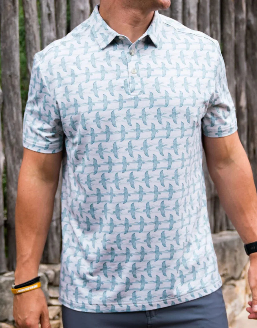 Burlebo Men's Performance Polo Shirt - Flying Ducks