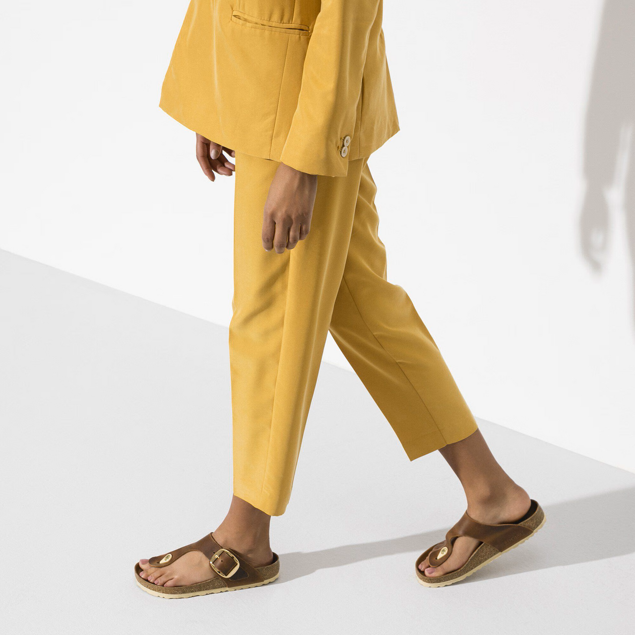 Birkenstock Gizeh Big Buckle Women's Oiled Leather Thong Sandal - Cognac