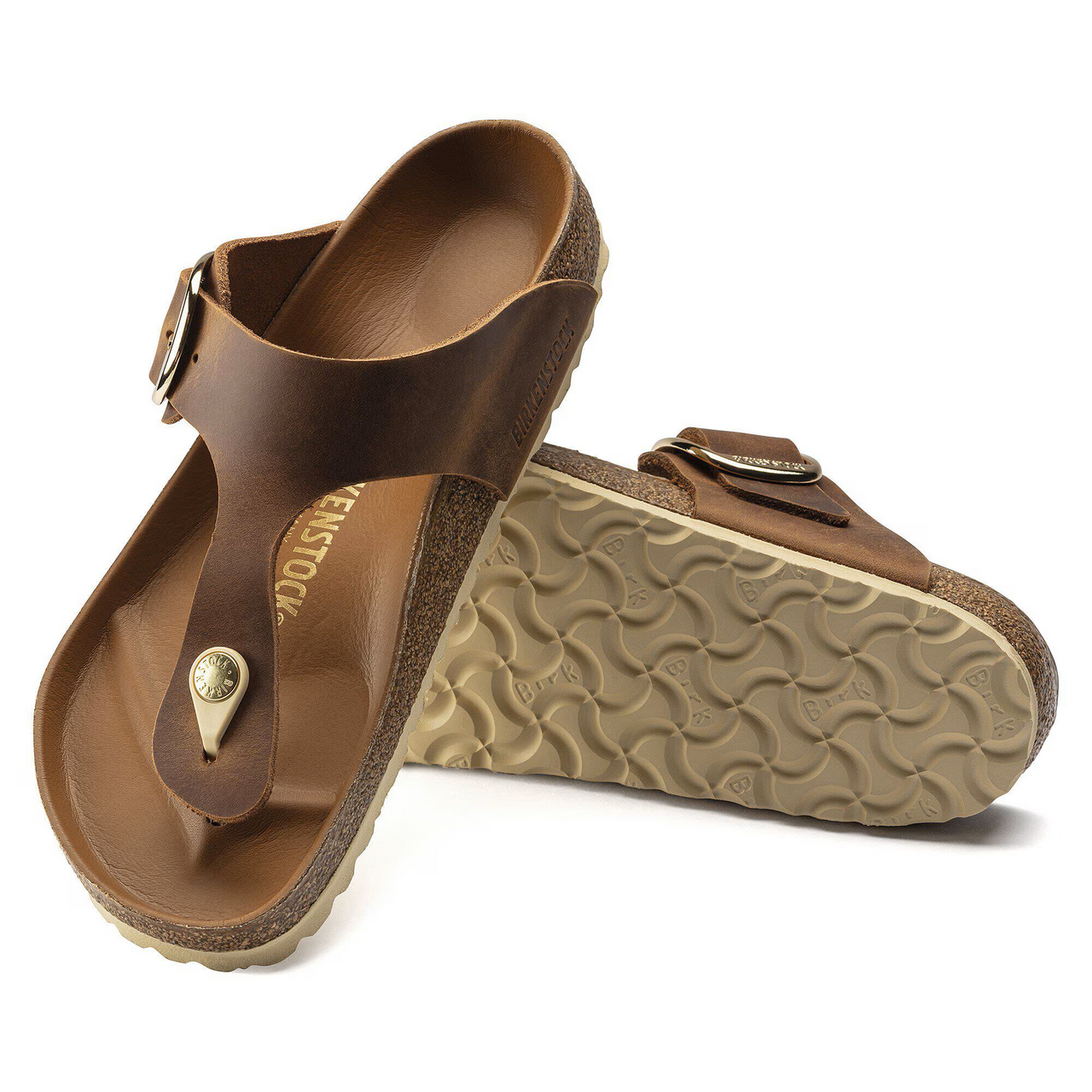 Birkenstock Gizeh Big Buckle Women's Oiled Leather Thong Sandal - Cognac