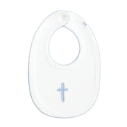 Mud Pie Blue Crochet Cross Bib