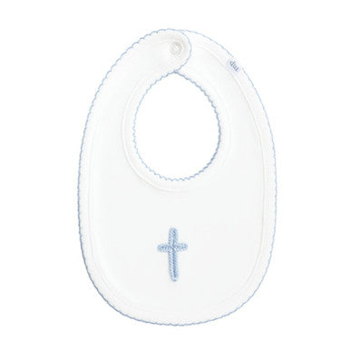 Mud Pie Blue Crochet Cross Bib