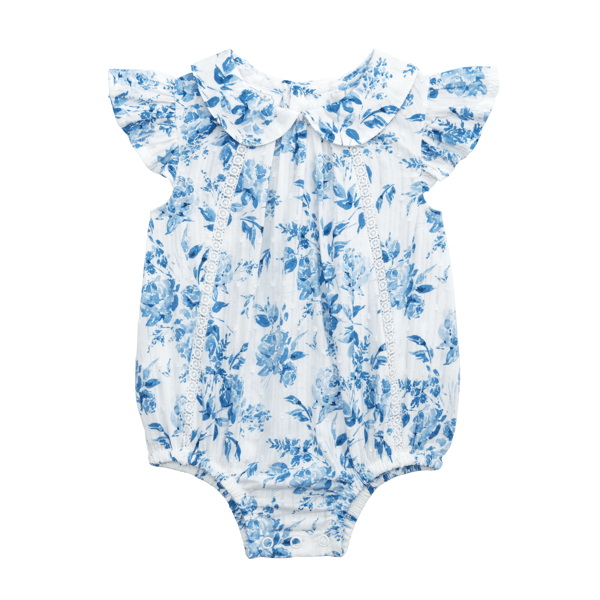 Mud Pie Infant Girls Blue Floral Bubble