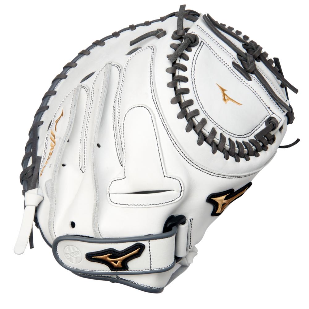 Mizuno MVP Prime GXS50PF4W 34" Fastpitch Softball Catcher's Mitt – White/Grey