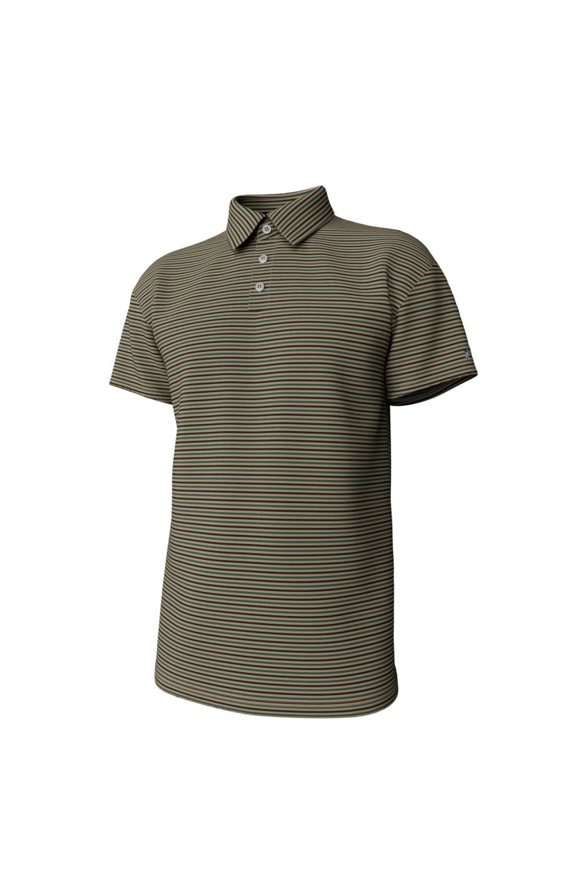 Southern Point Men's Humphrey Stripe Performance Polo - Gunstock Stripe