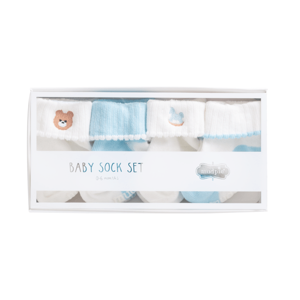 Mud Pie Infant Blue Foldover Sock Set