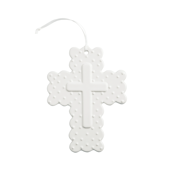 Mud Pie Ceramic Dot Gingham Cross