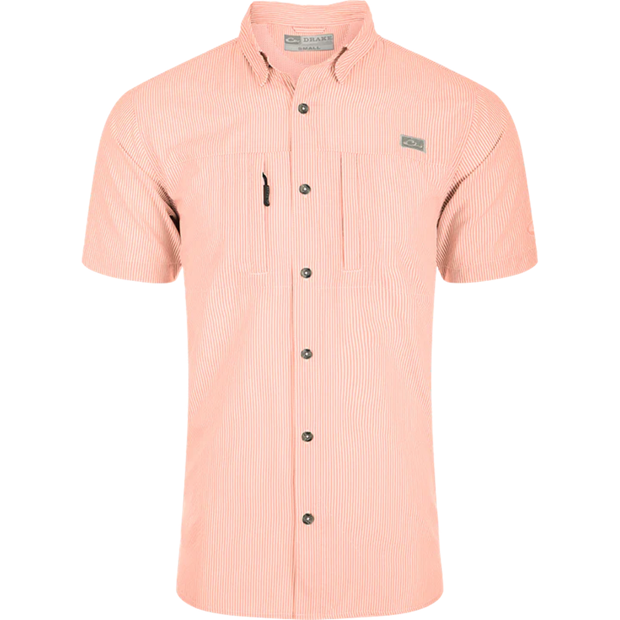 Drake Frat Seersucker Striped Button-Down Short Sleeve Shirt