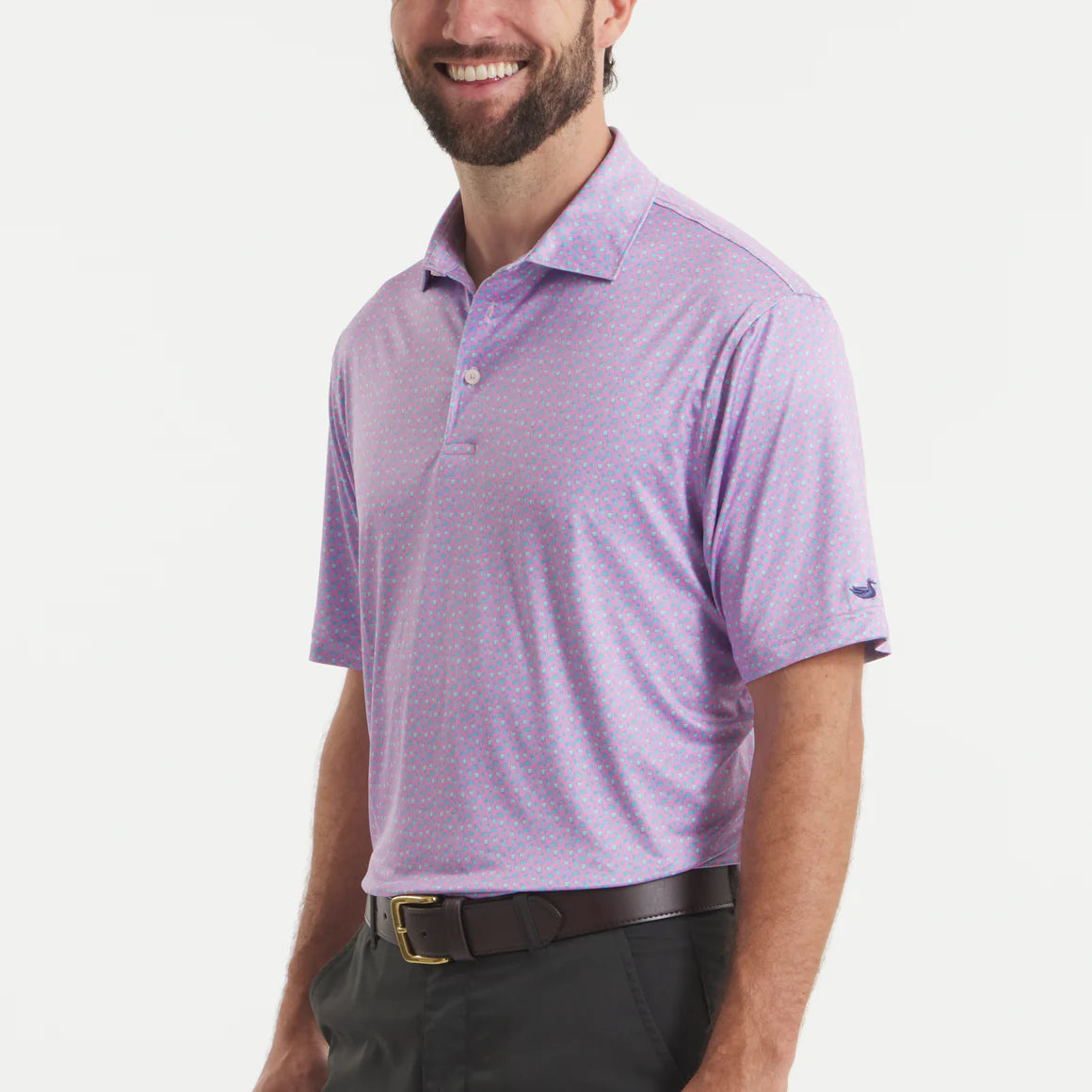 Southern Marsh Men's Flyline Performance Polo Shirt Salt & Lime - Pink & Blue Limes