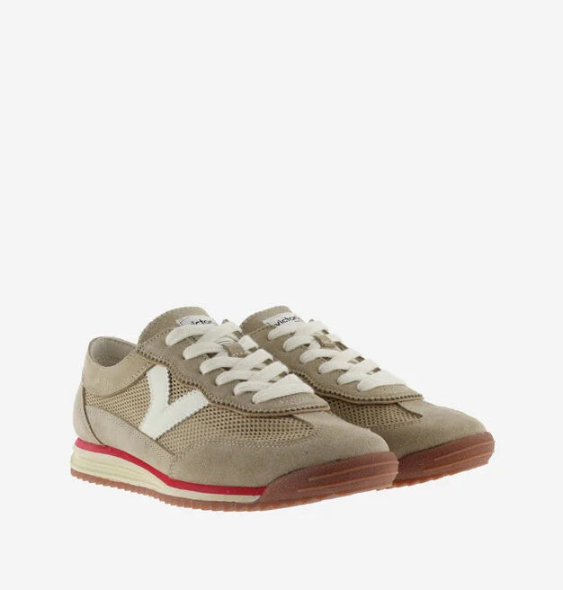 Victoria Women's Saturno Mesh & Split Leather - Beige