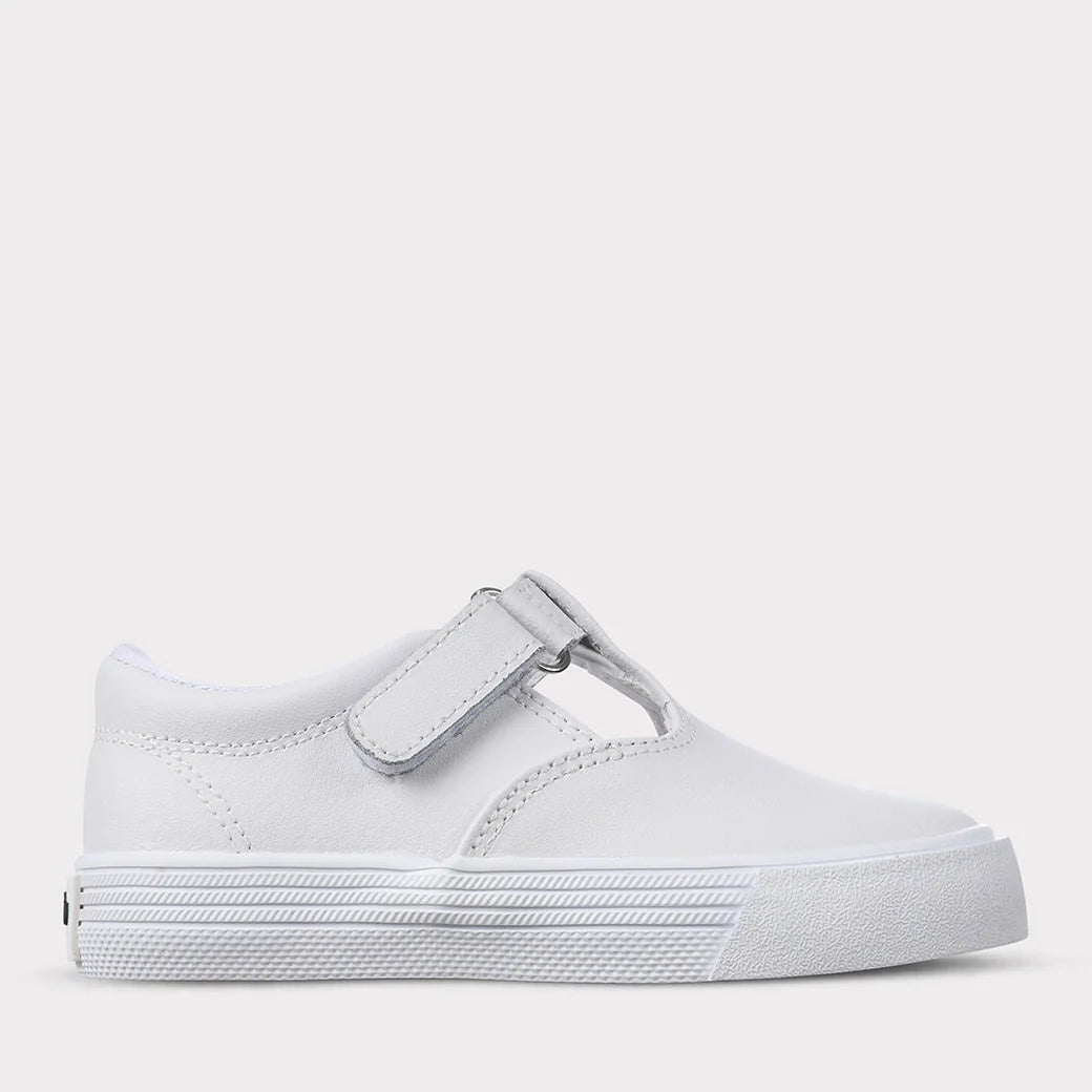 Oomphies Khloe Girls T-Strap Hook & Loop Shoe - White