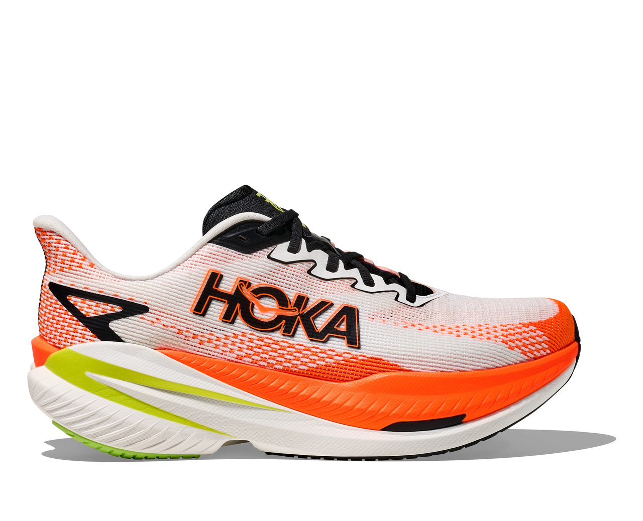 HOKA Mach X 3 Men’s Plated Performance Trainer - White/Neon Tangerine