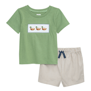 Mud Pie Boys Smocked Duck Short Set
