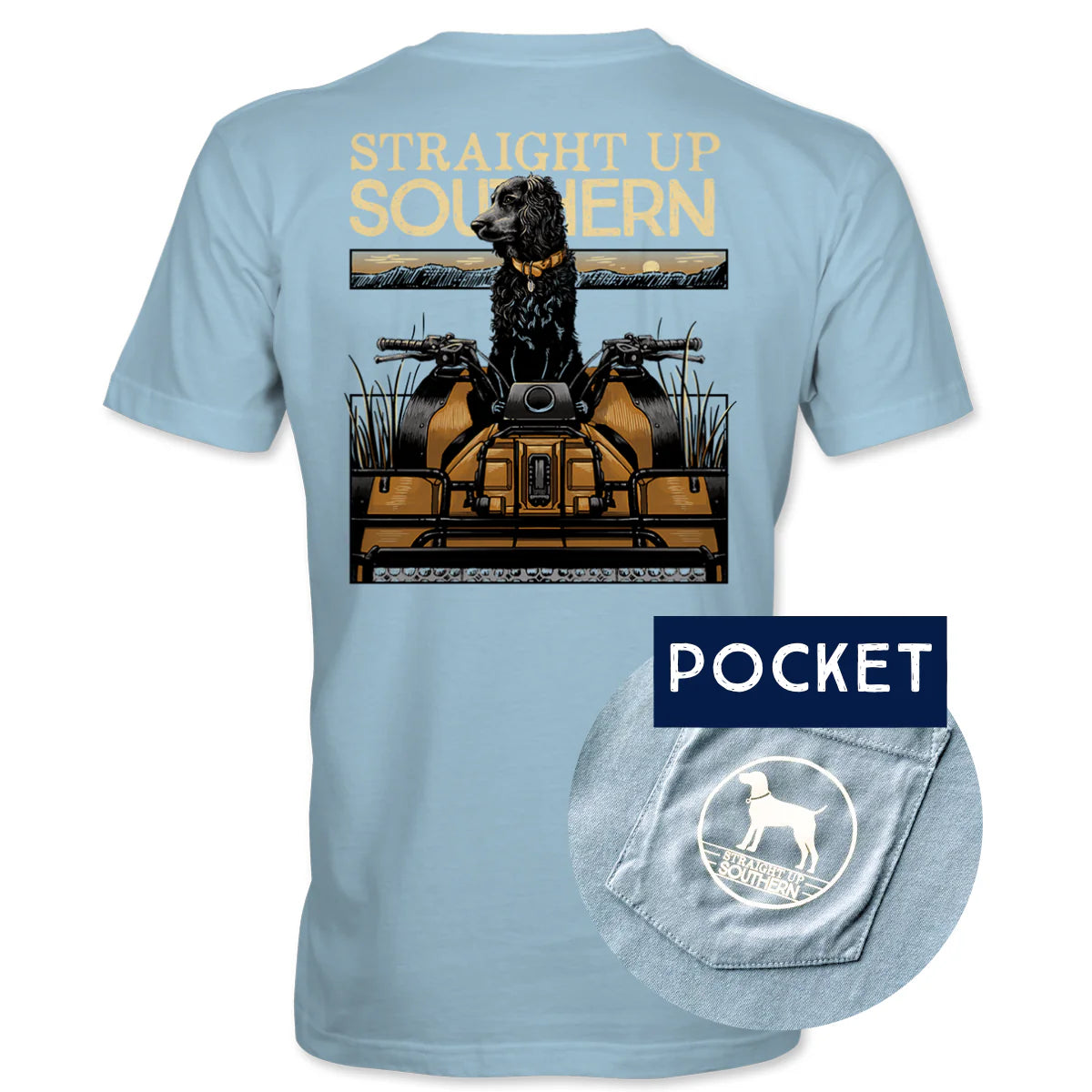 Straight Up Southern Boykin 4 Wheeler Tee - Chambray
