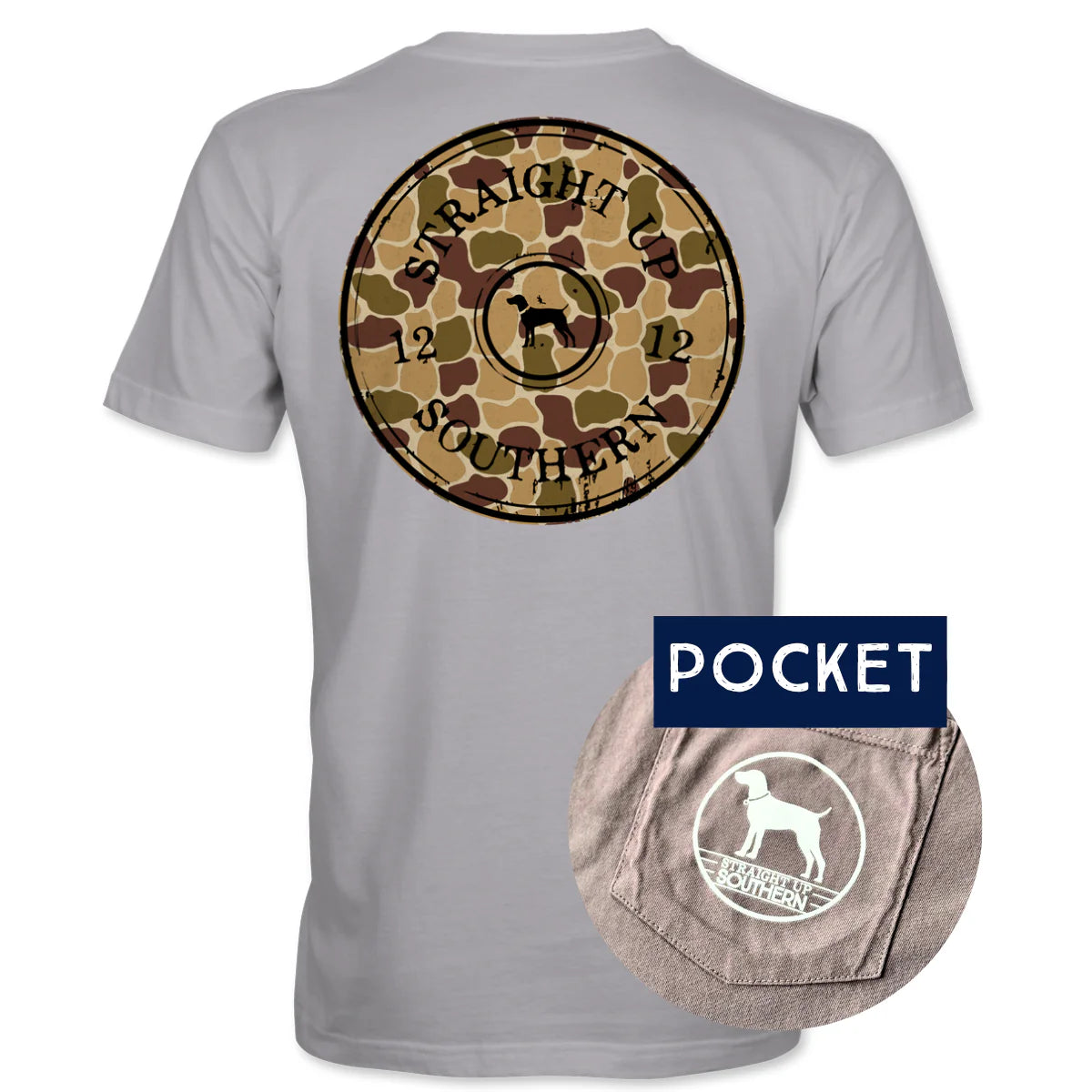 Straight Up Southern Duck Camo Shell Tee - Silver
