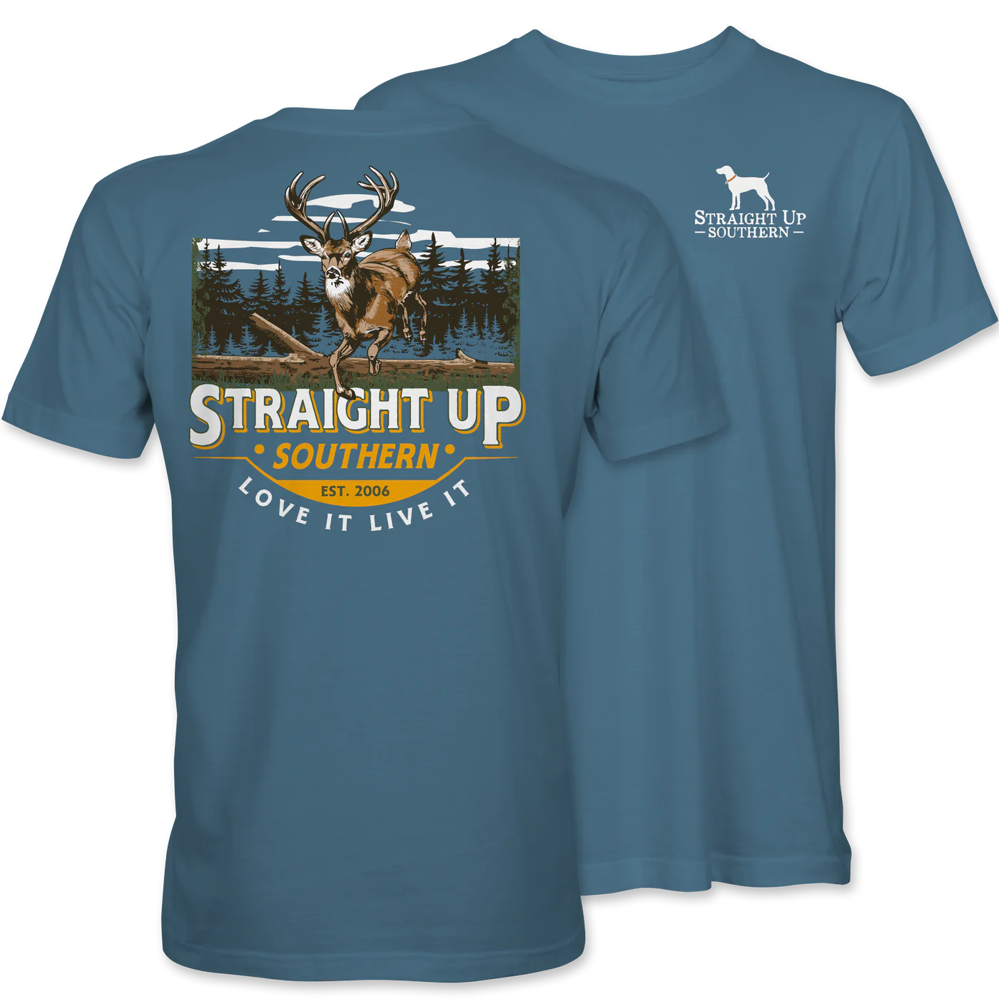 Straight Up Southern Timber Buck Tee - Indigo
