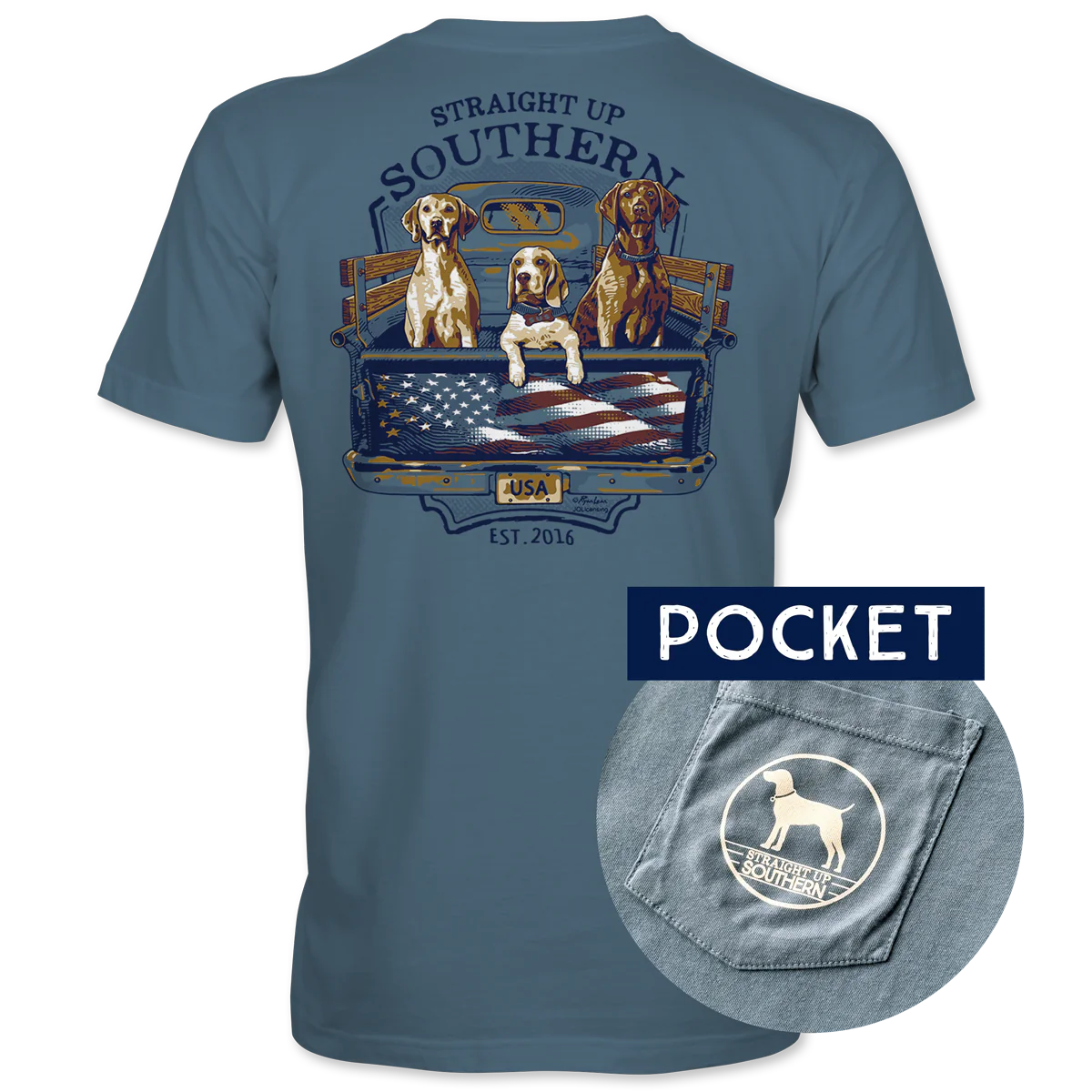 Straight Up Southern USA Truck Dogs Tee
