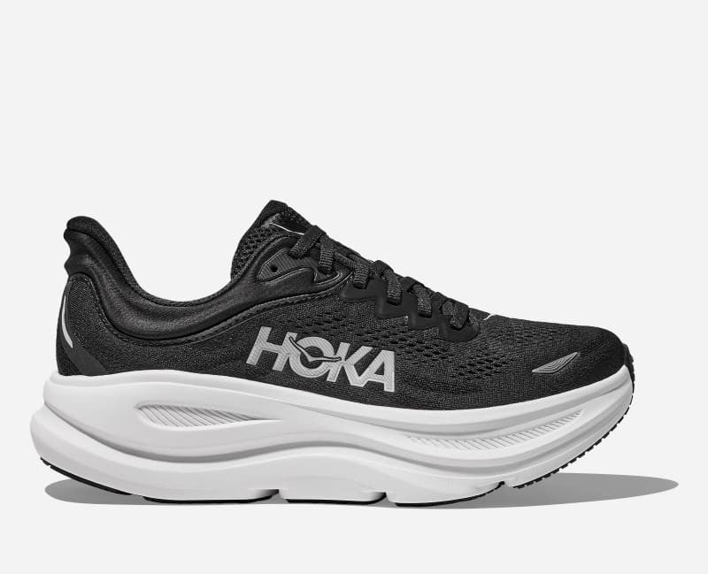 Hoka Men's Bondi 9 Running Shoes Wide - Black/White