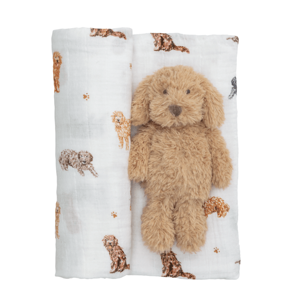 Mud Pie Doodle Swaddle and Rattle Set